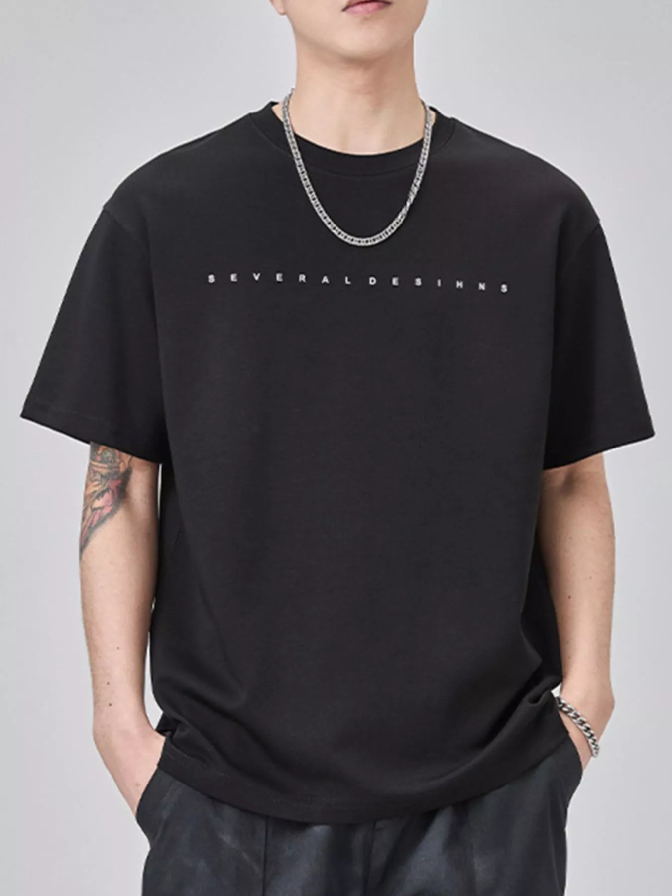 Men's Plus Size Round Neck Short Sleeve T-Shirt - R - DRESS