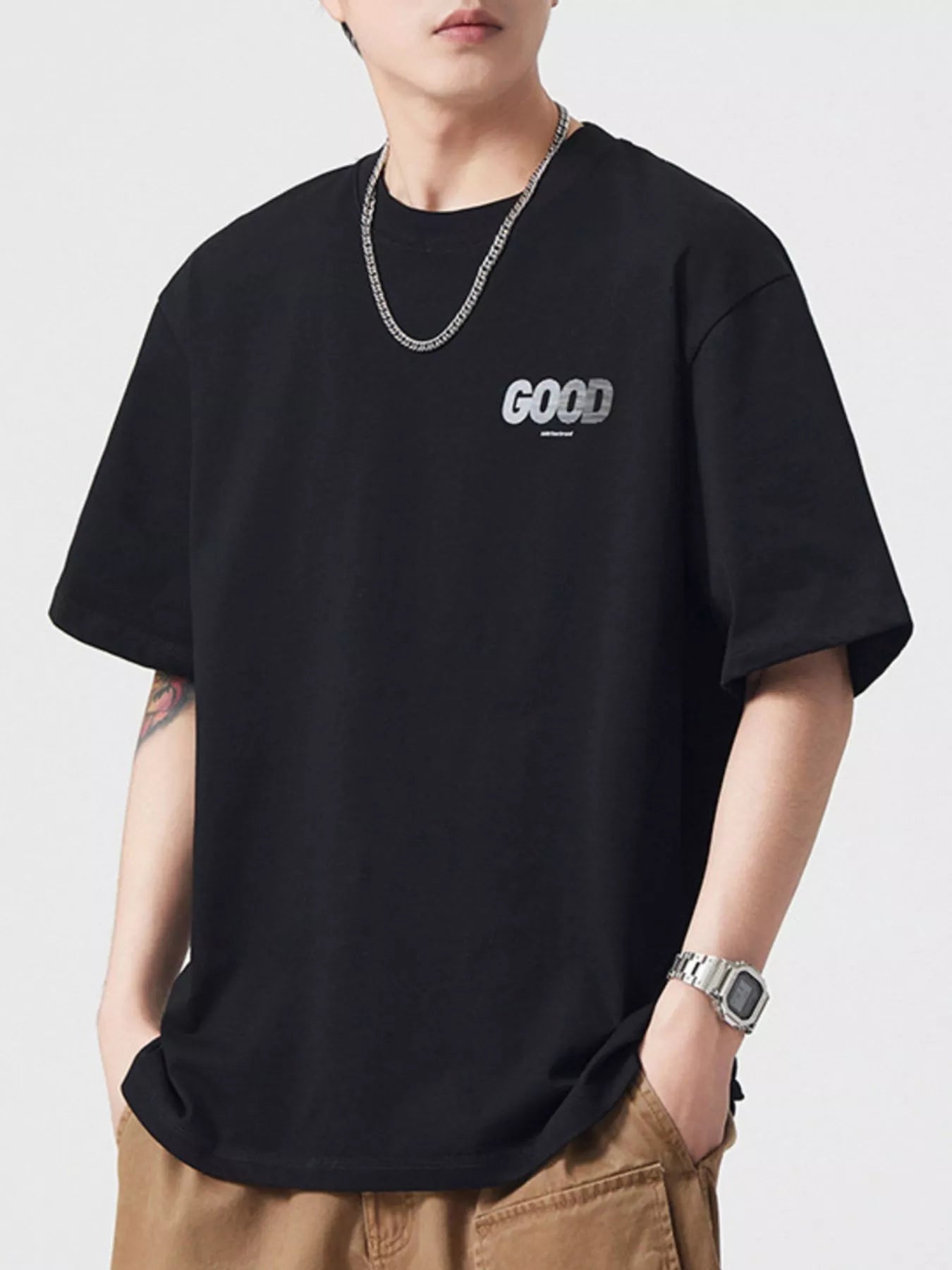 Men's Plus Size Round Neck Short Sleeve T-Shirt - R - DRESS
