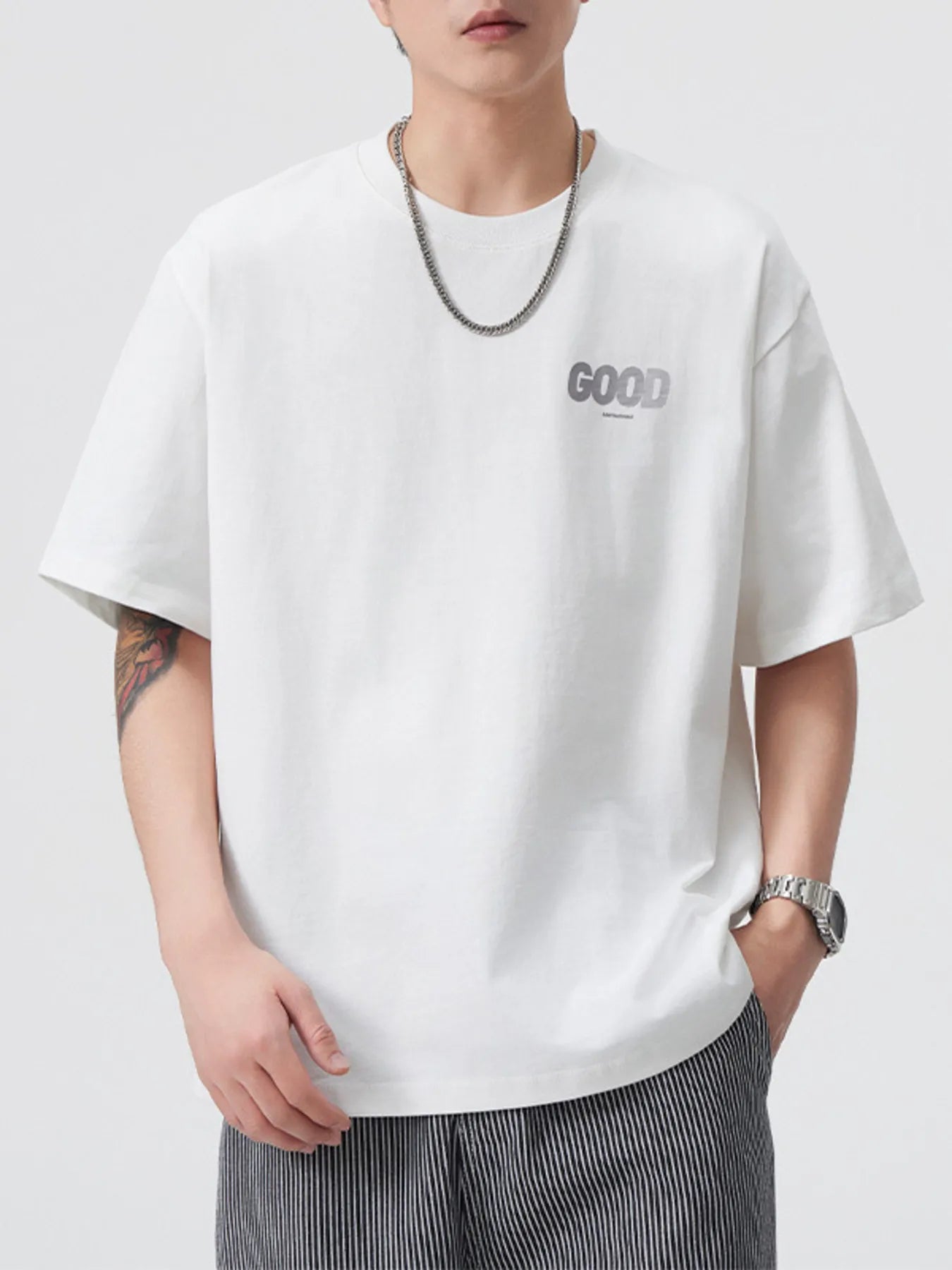 Men's Plus Size Round Neck Short Sleeve T-Shirt - R - DRESS