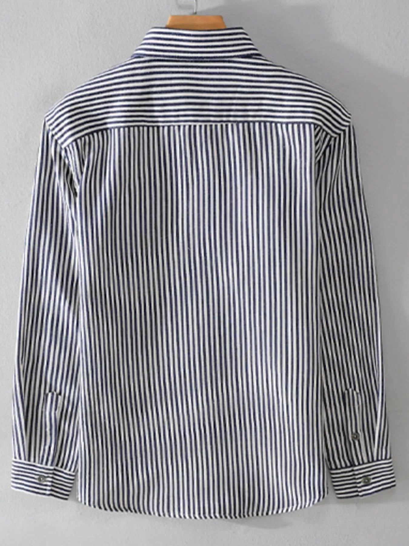 Men's Plus Size Striped Button Up Long Sleeve Shirt - R - DRESS