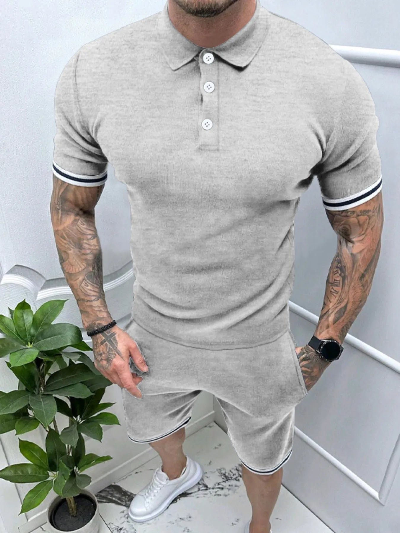 Men's Short Sleeve Polo and Shorts Set - R - DRESS