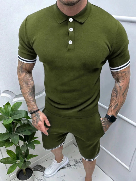 Men's Short Sleeve Polo and Shorts Set - R - DRESS