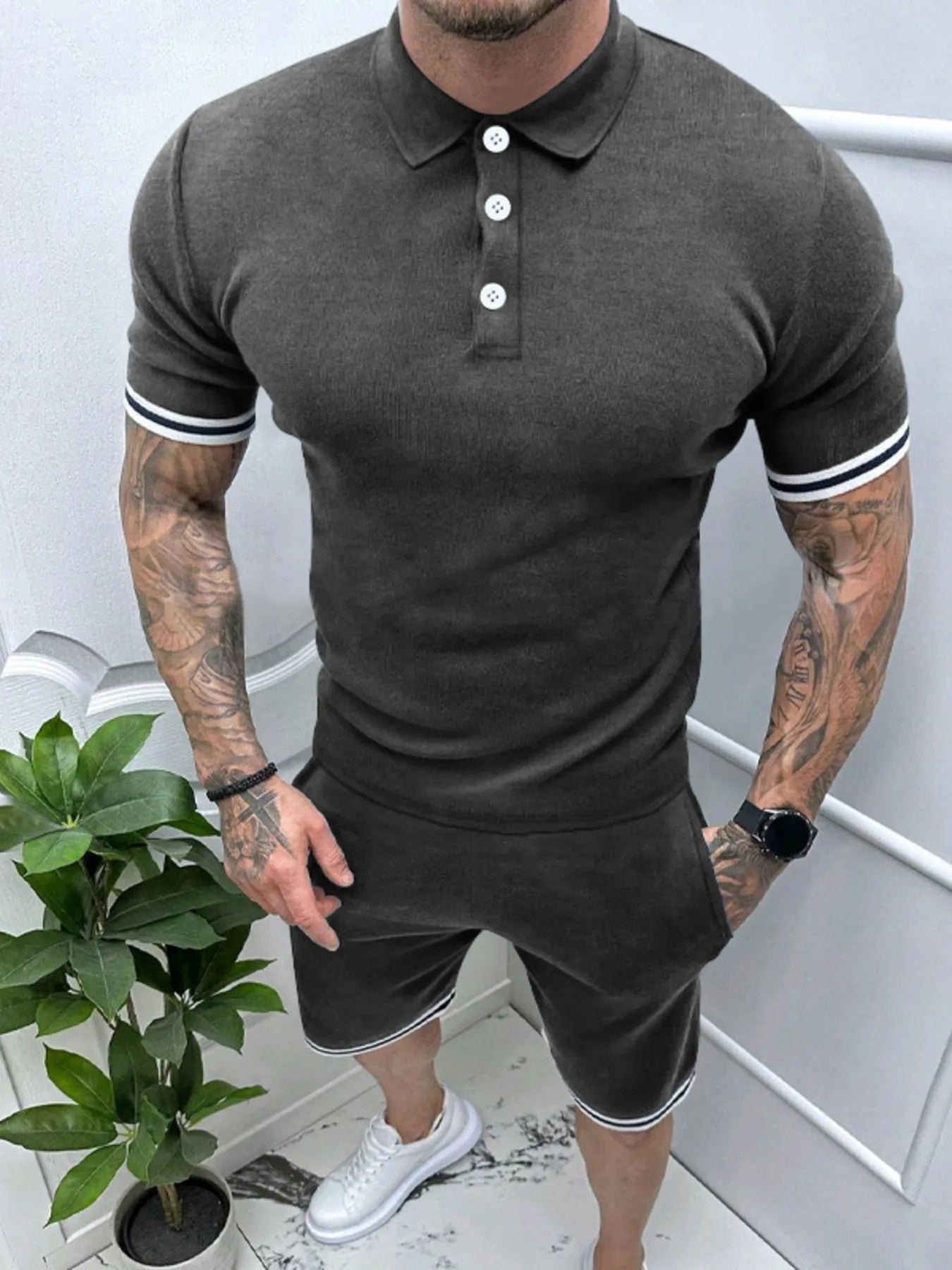 Men's Short Sleeve Polo and Shorts Set - R - DRESS