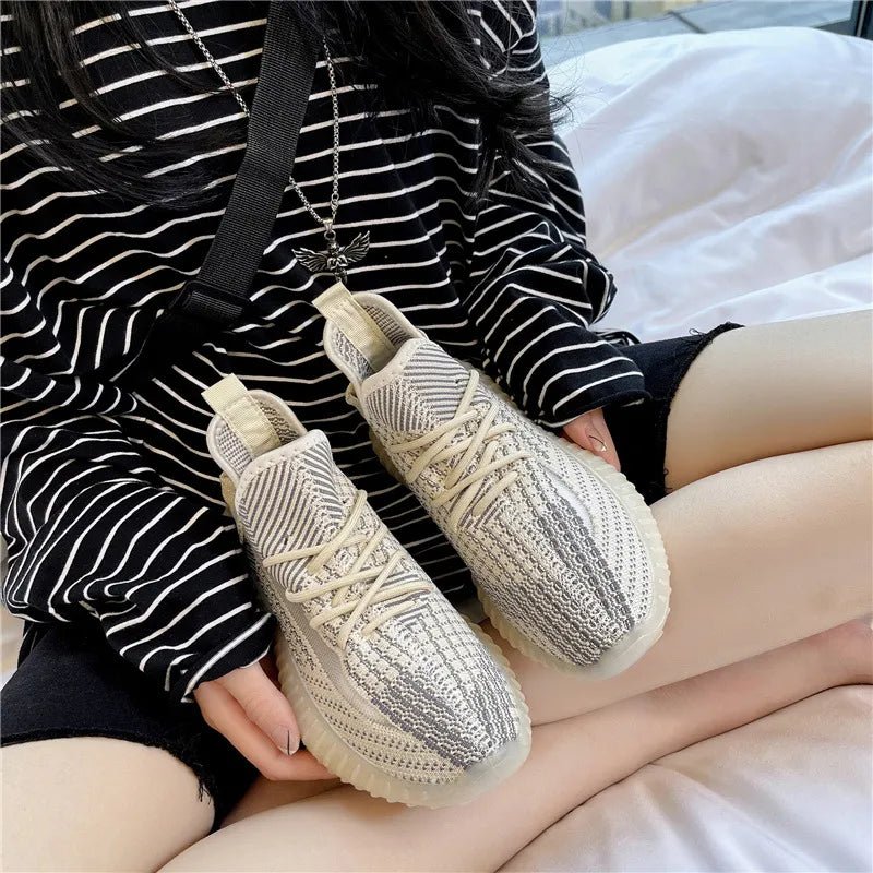Mesh Lace - Up Platform Athletic Shoes - R - DRESS