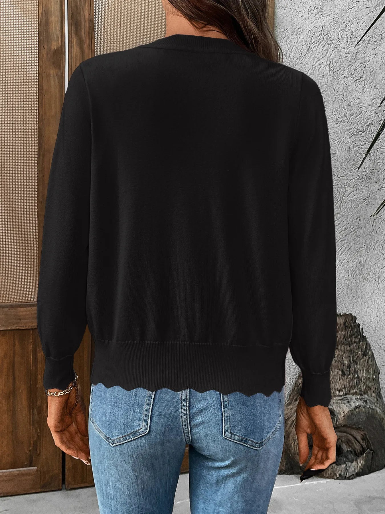 Ribbed Edge Button - Up Knit Cardigan - R - DRESS