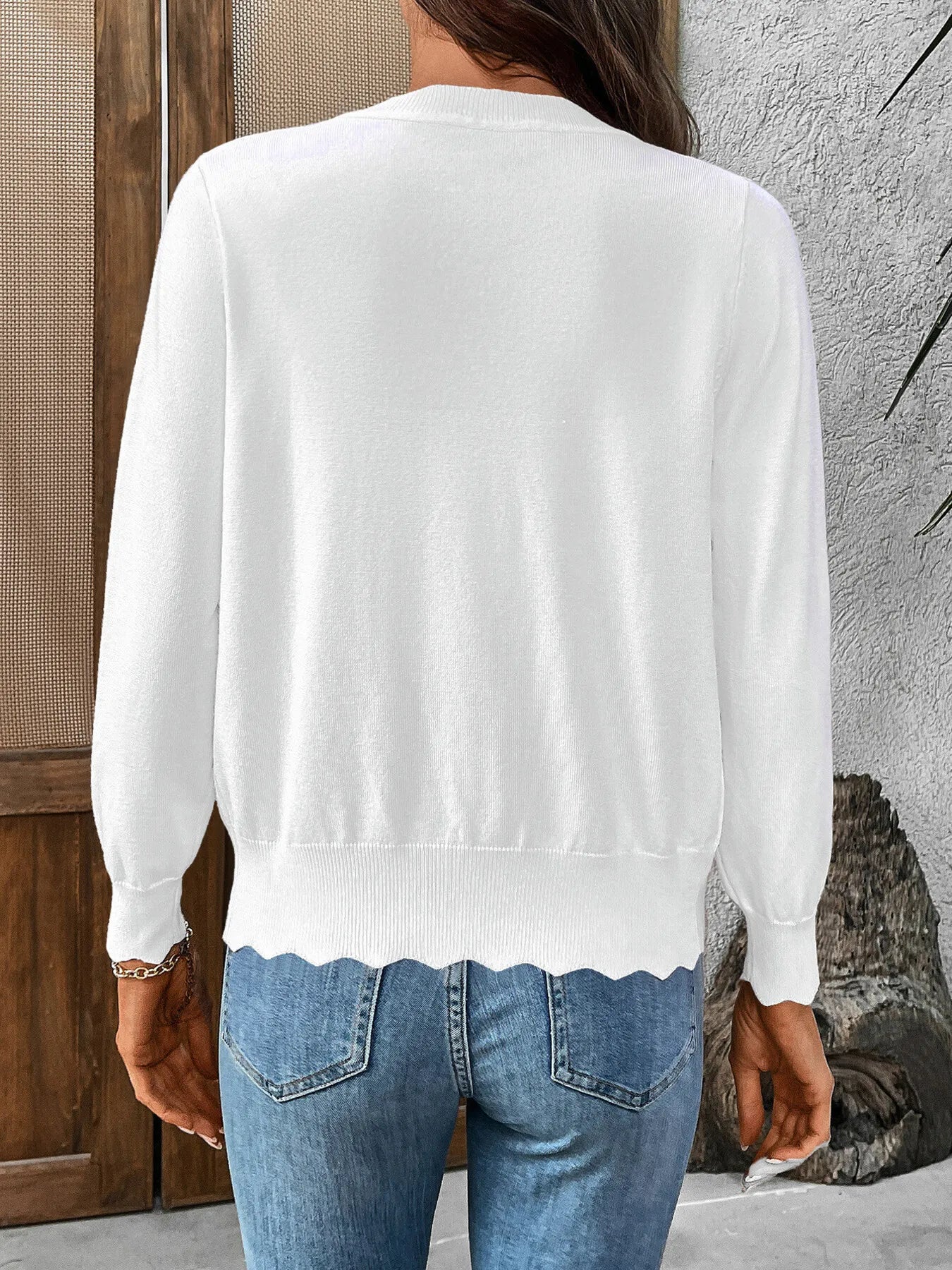 Ribbed Edge Button - Up Knit Cardigan - R - DRESS