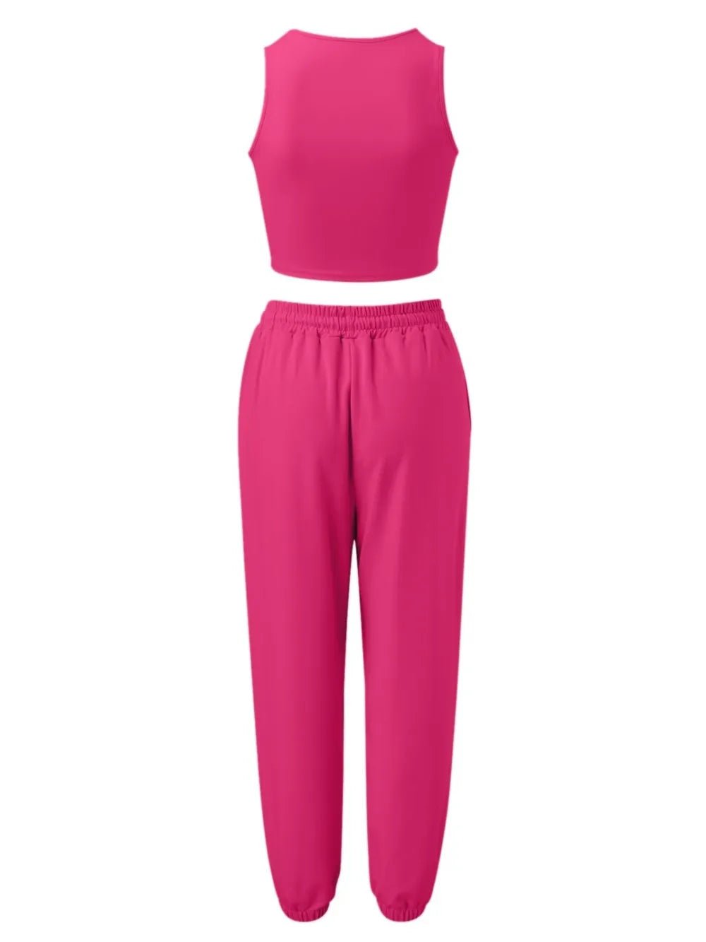 Wide Strap Top and Drawstring Joggers Set - R - DRESS