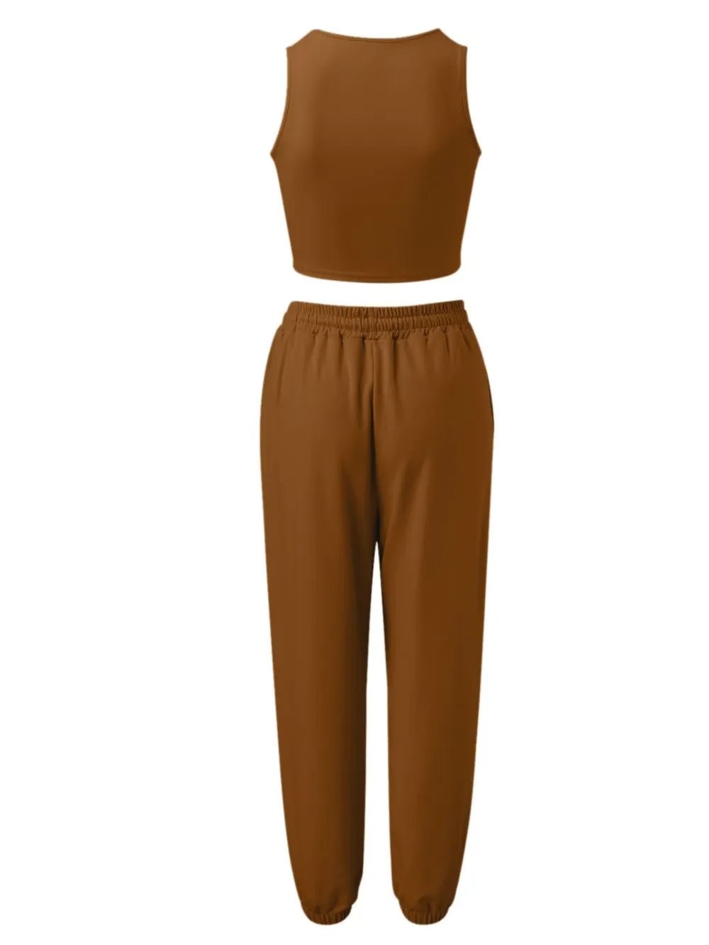 Wide Strap Top and Drawstring Joggers Set - R - DRESS