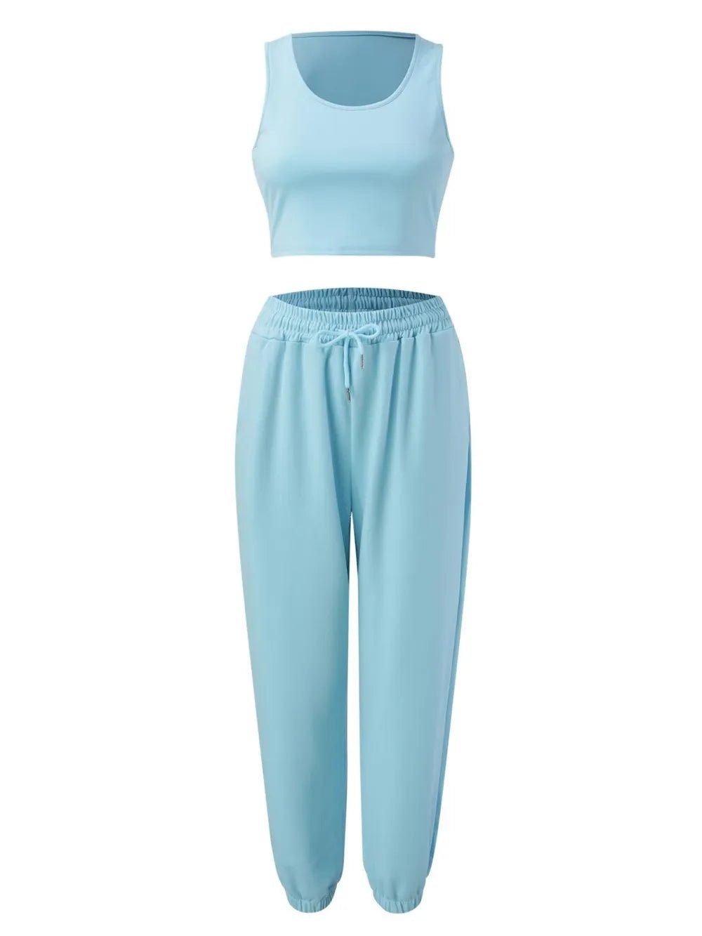Wide Strap Top and Drawstring Joggers Set - R - DRESS