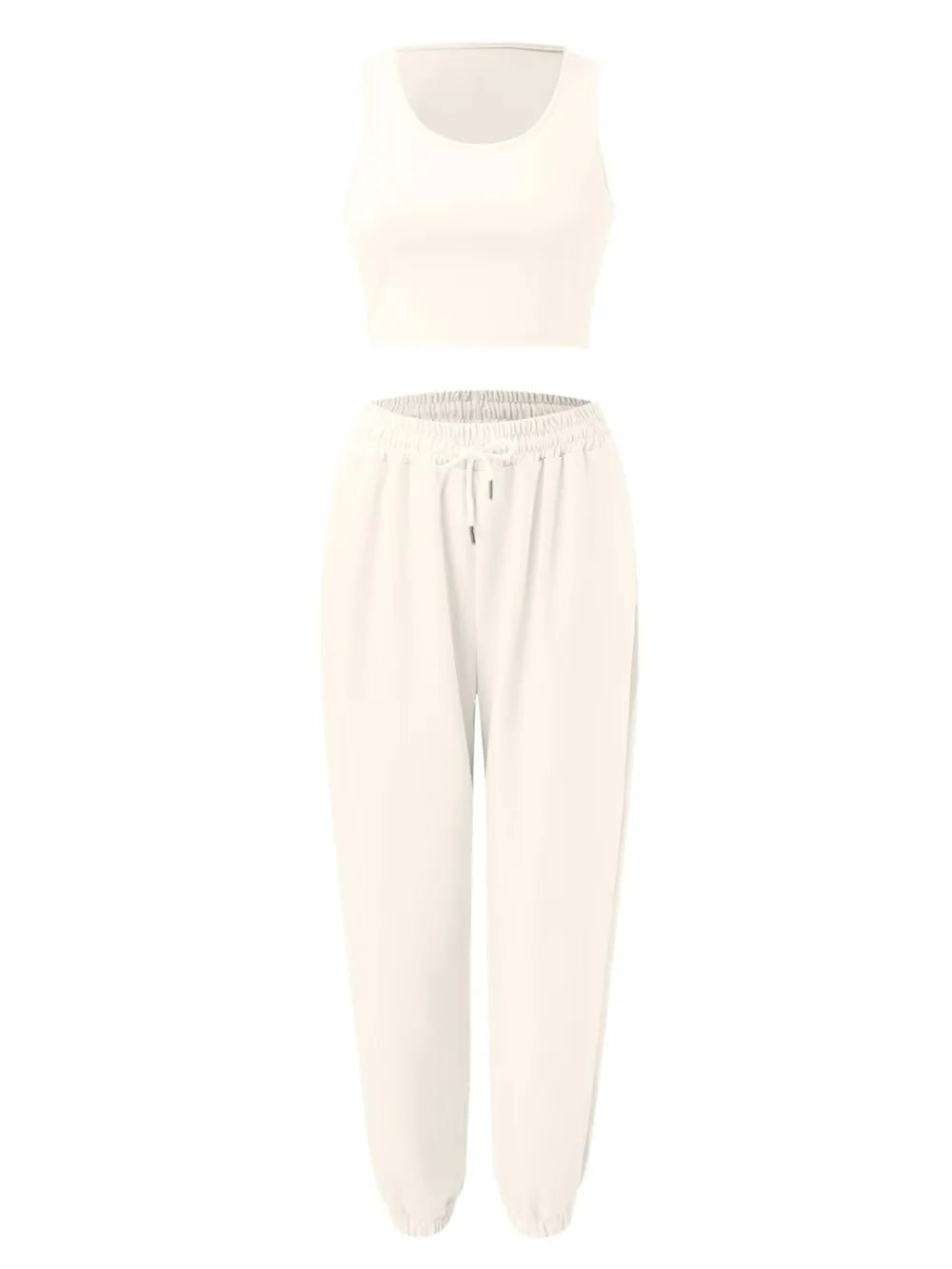Wide Strap Top and Drawstring Joggers Set - R - DRESS