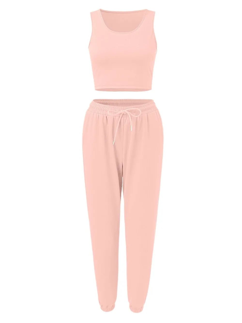 Wide Strap Top and Drawstring Joggers Set - R - DRESS