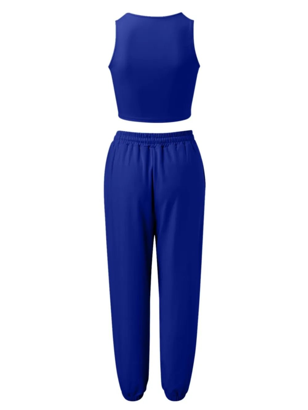 Wide Strap Top and Drawstring Joggers Set - R - DRESS