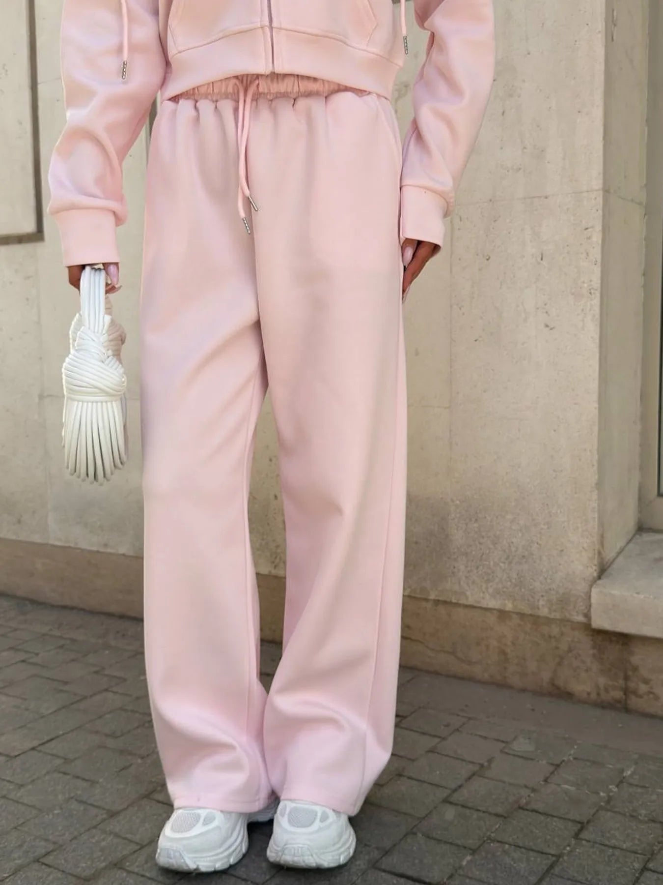 Zip Up Drawstring Hoodie and Pants Set - R - DRESS