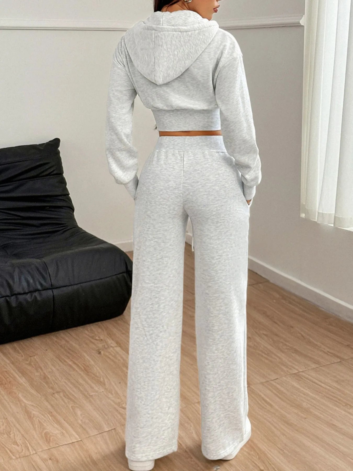 Zip Up Long Sleeve Top and Pants Set - R - DRESS